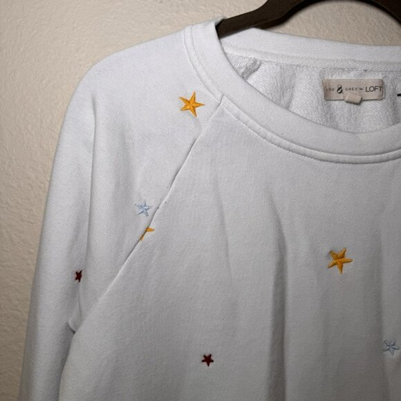 Lou and Gray by Loft White Sweater with Star Detailing Size Small - Picture 2 of 6
